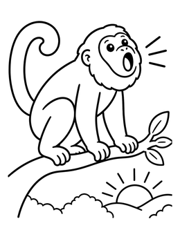 Free printable Howler Monkey At Sunrise coloring page