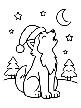 Free printable Howling Husky In Santa Hat coloring page