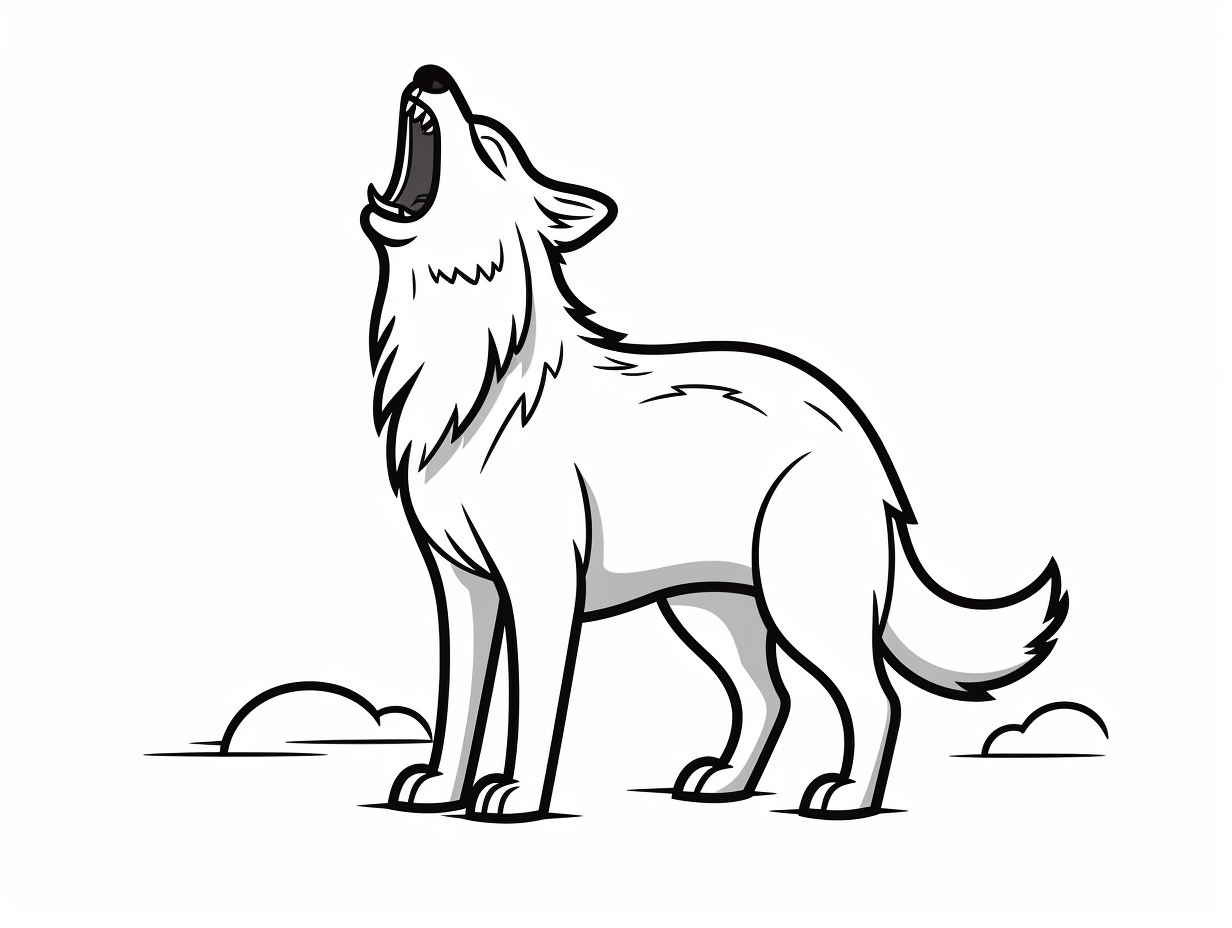 Howling Wolf Drawing To Color - Coloring Page