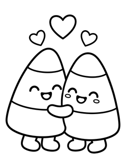 Free printable Hugging Candy Corn Friends coloring page