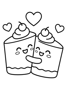 Free printable Hugging Cute Cheesecake Slices coloring page