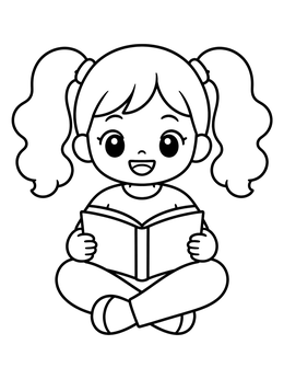 Free printable Cute Girl Reading A Book coloring page