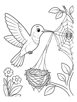 Free printable Hummingbird Collecting Silk For Nest coloring page