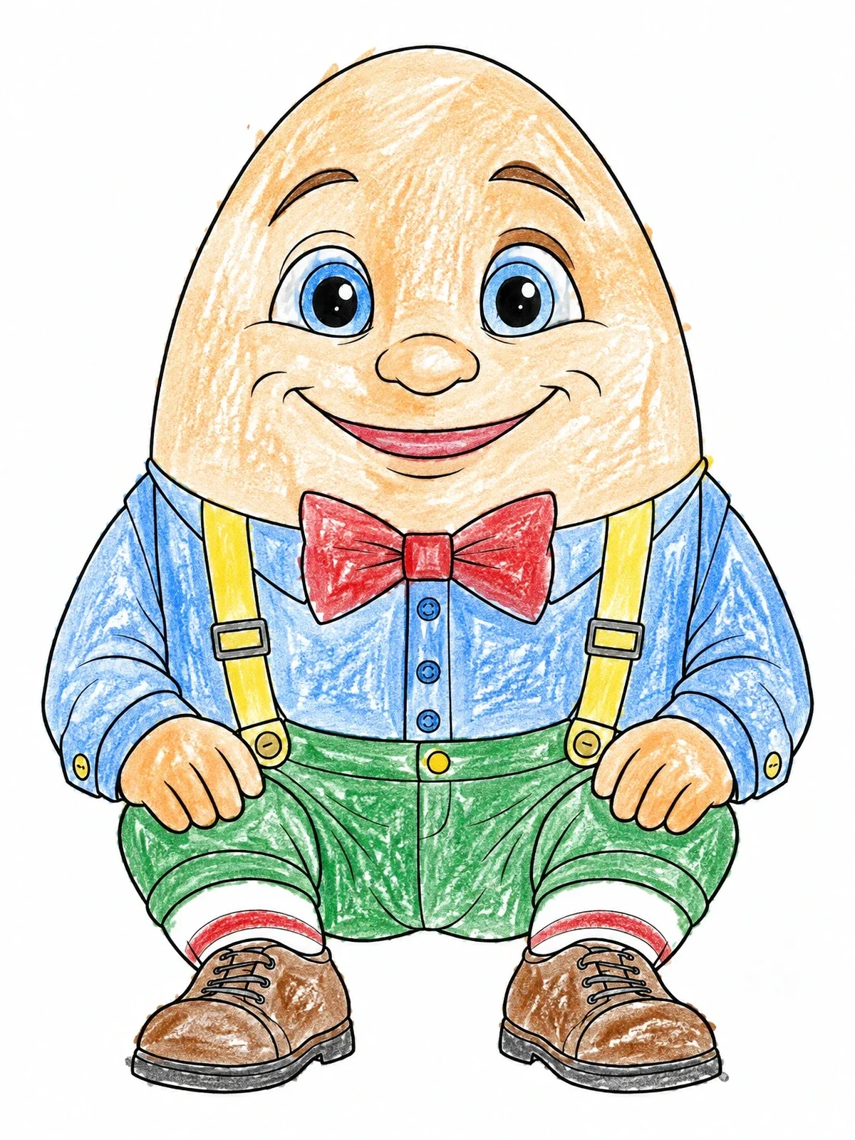 Colored example of the Cheerful Humpty Dumpty In Suspenders coloring page