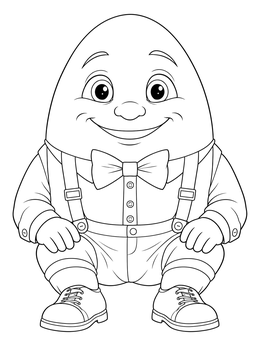 A smiling egg character sits neatly in this cheerful humpty dumpty coloring page.