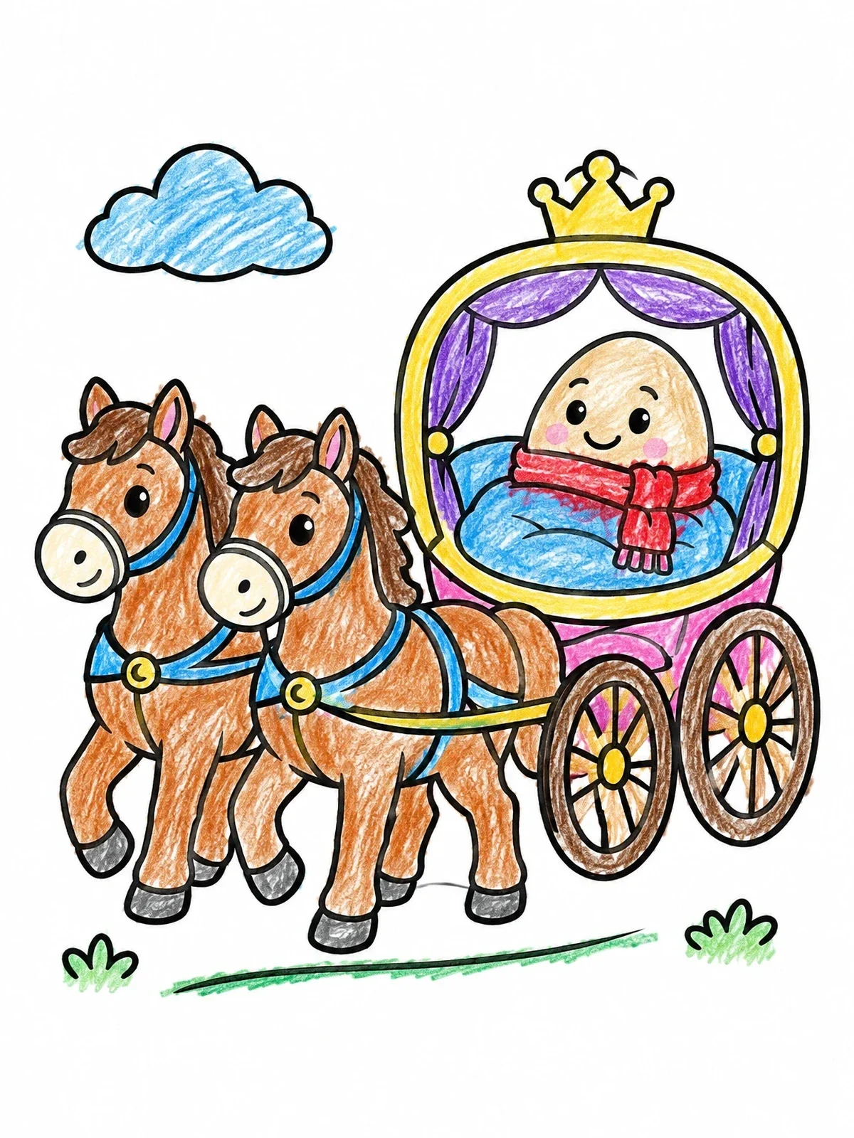 Colored example of the Humpty Dumpty In A Royal Carriage coloring page