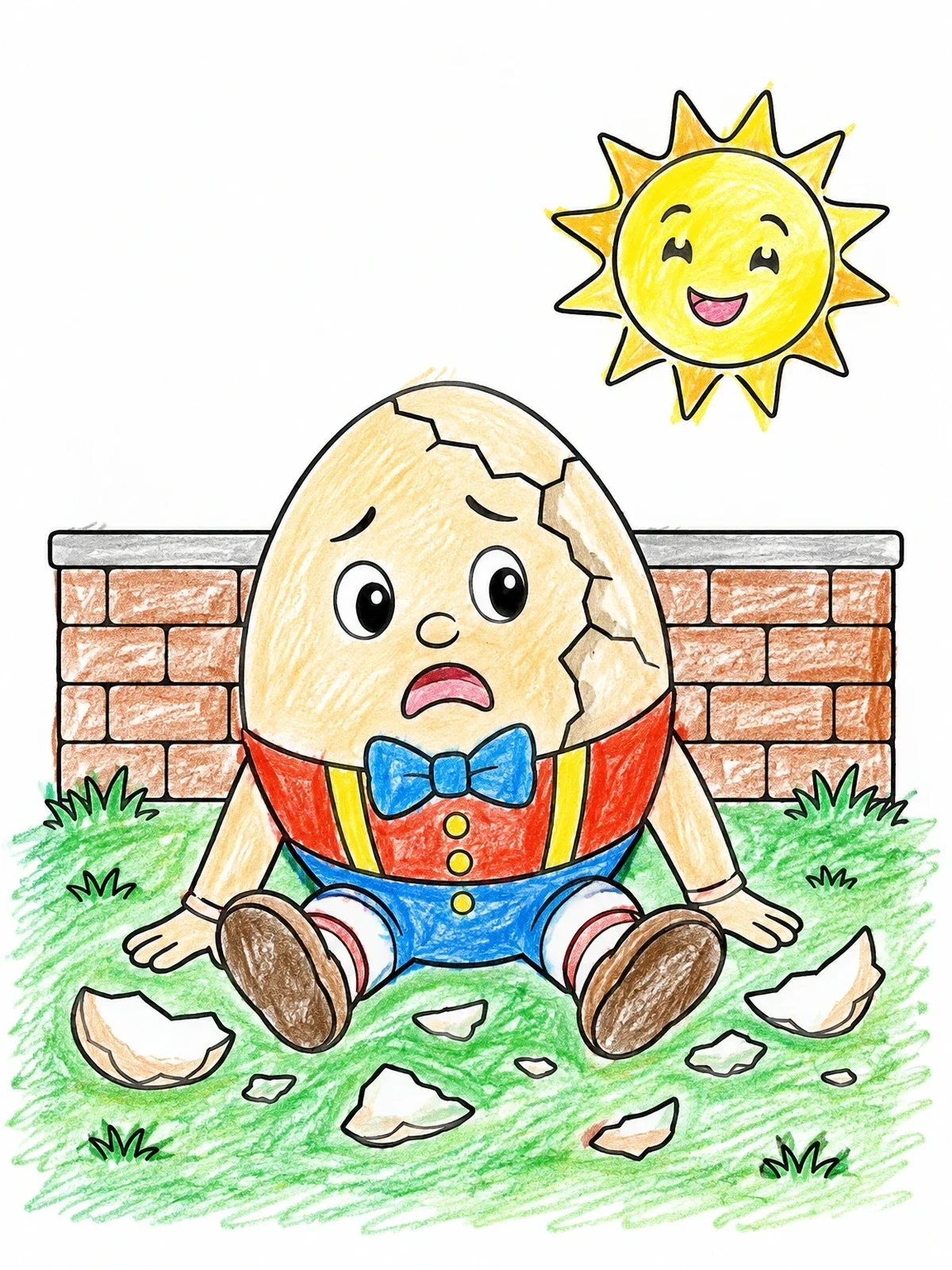 Colored example of the Humpty Dumpty Cracked After A Great Fall coloring page