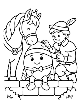 Free printable Humpty Dumpty Helped By Friends coloring page