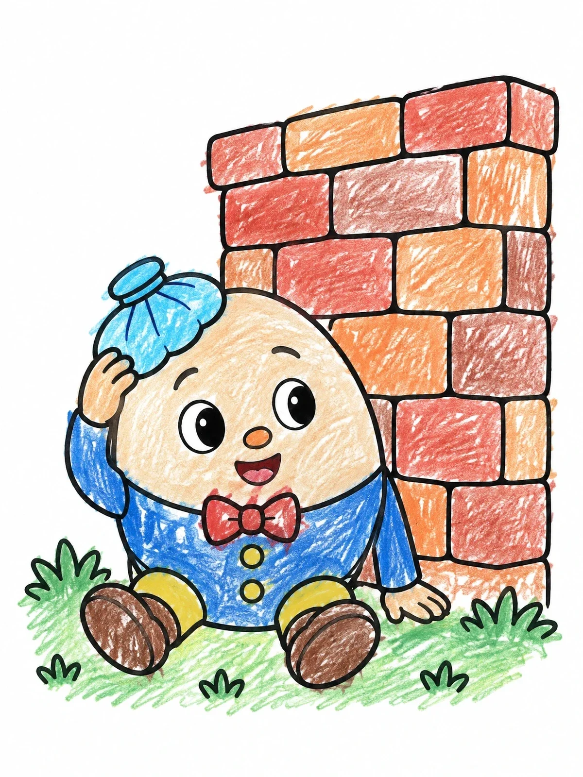 Colored example of the Humpty Dumpty With An Ice Pack coloring page