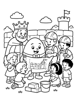 Free printable Humpty Dumpty Reviewing Blueprints With King coloring page