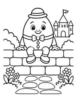 Free printable Humpty Dumpty On Stone Wall coloring page