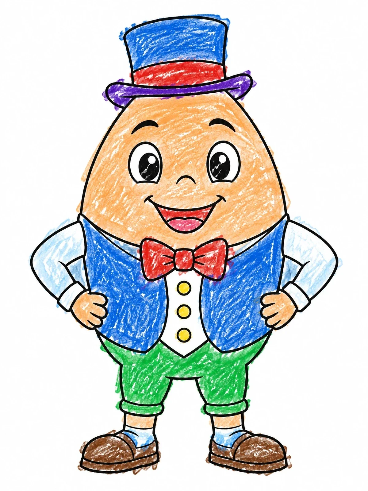 Colored example of the Cheerful Humpty Dumpty In Top Hat coloring page