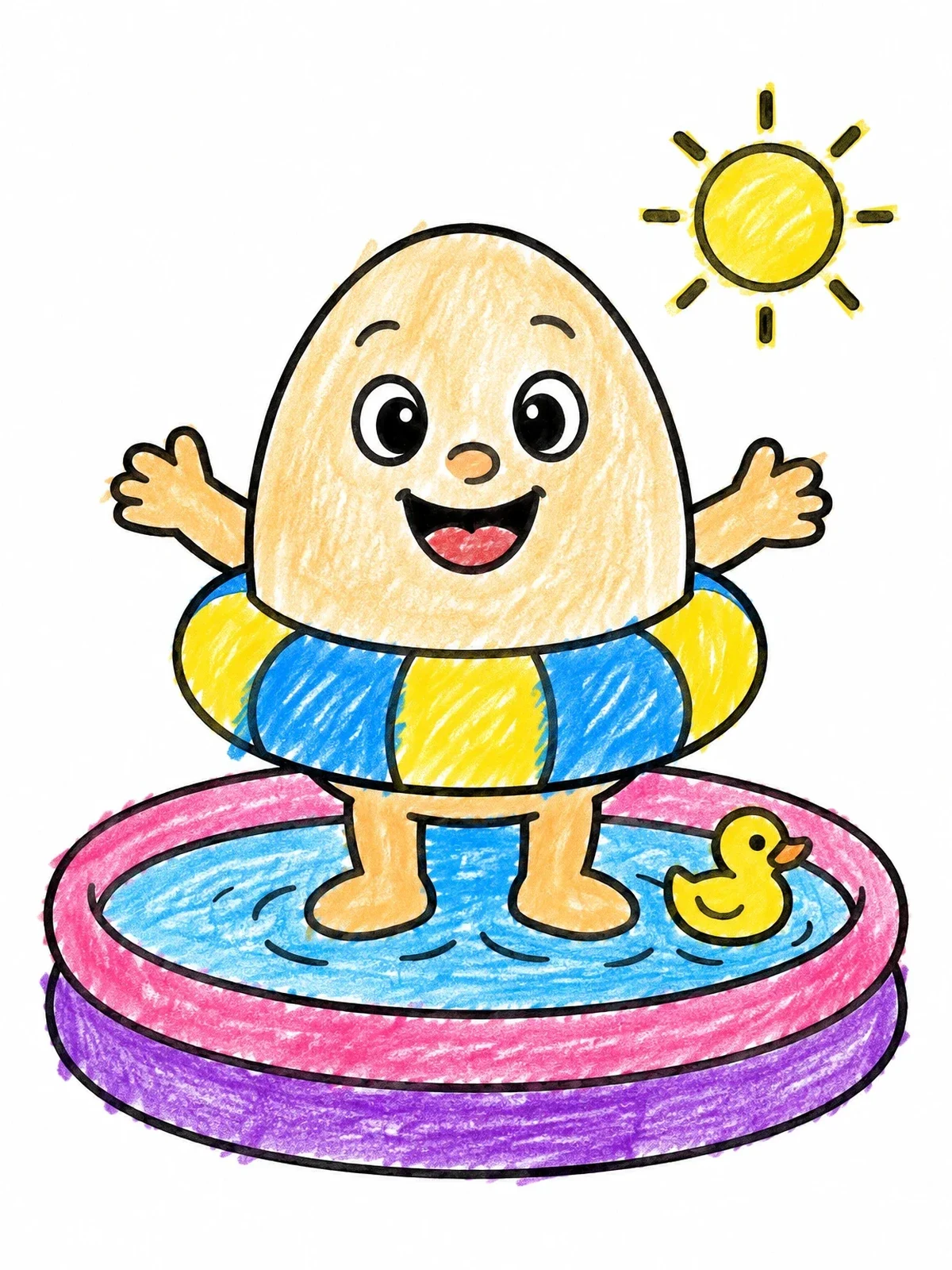 Colored example of the Humpty Dumpty In A Wading Pool coloring page