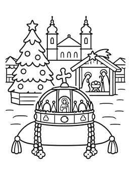 Free printable Hungarian Crown At Festive Market coloring page