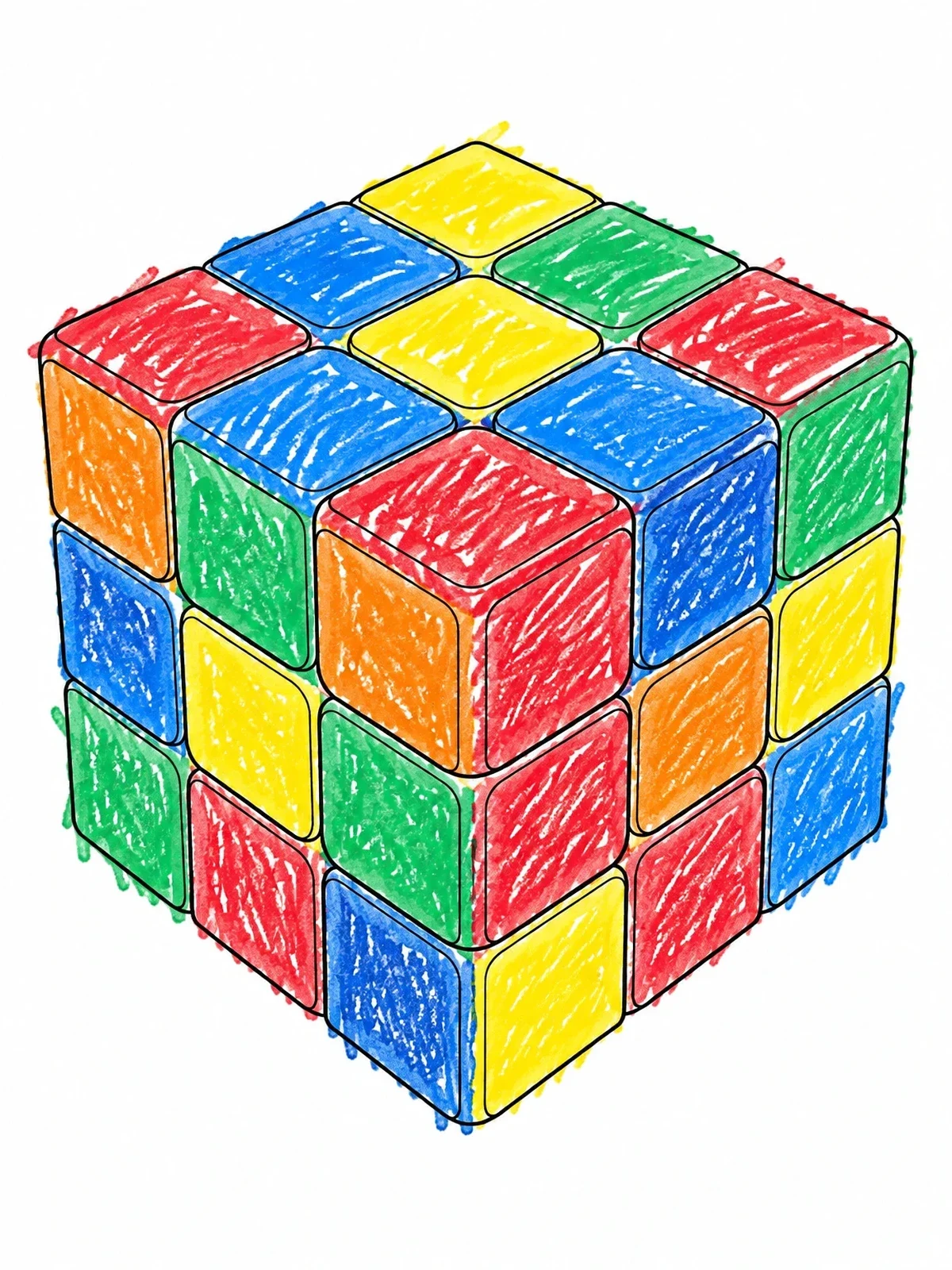 Colored example of the Hungarian Invention Puzzle Cube coloring page