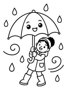 Free printable Happy Child With Smiling Umbrella coloring page