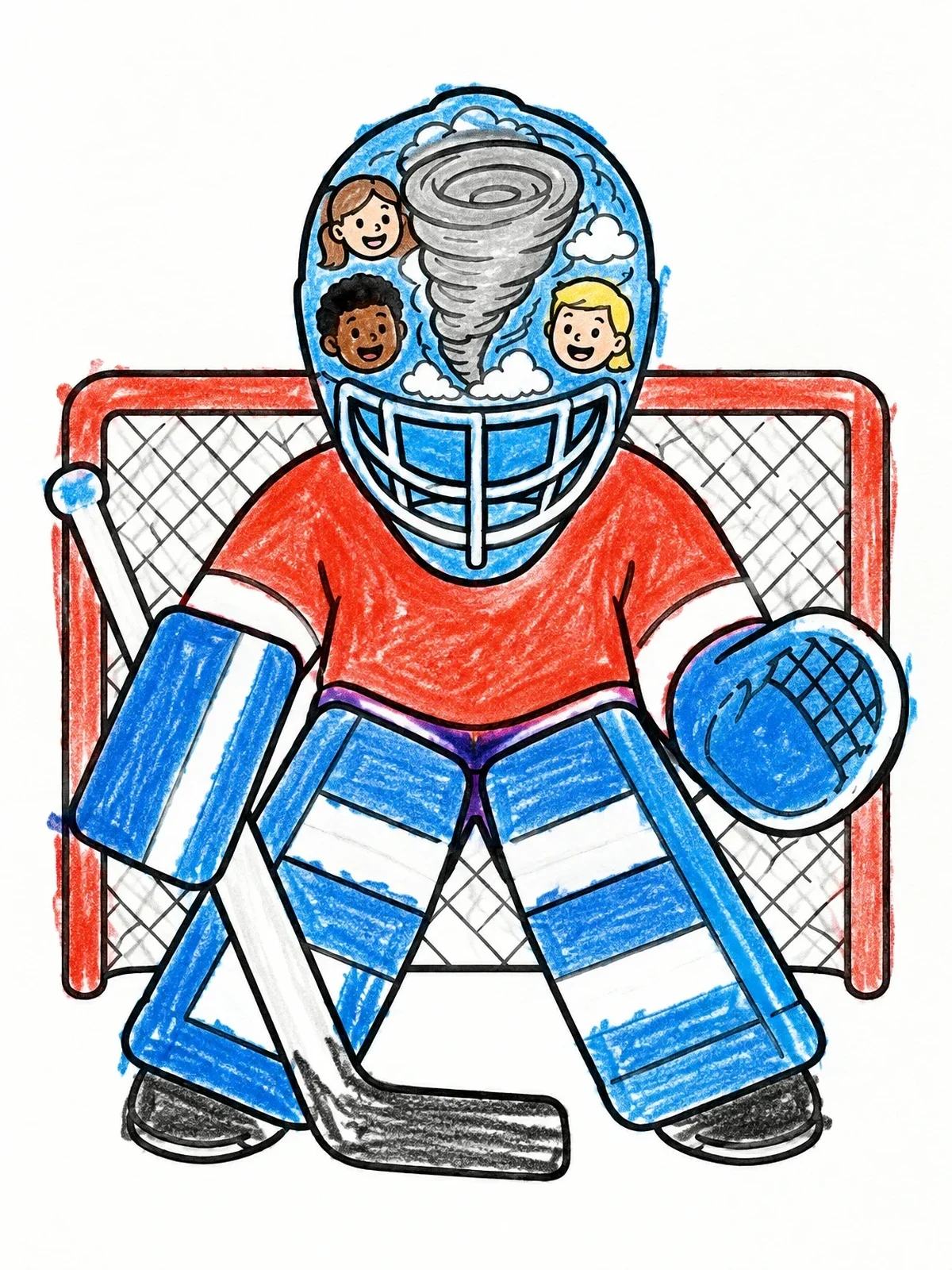 Colored example of the Hockey Goalie With Storm Mask coloring page
