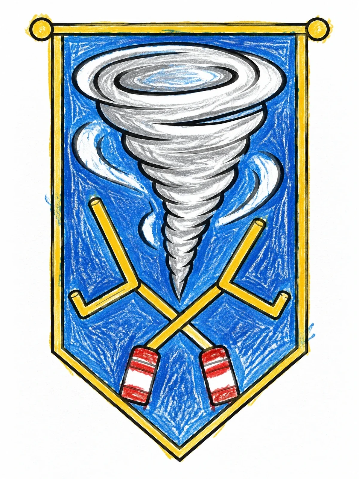Colored example of the Hurricane Sports Pennant Emblem coloring page