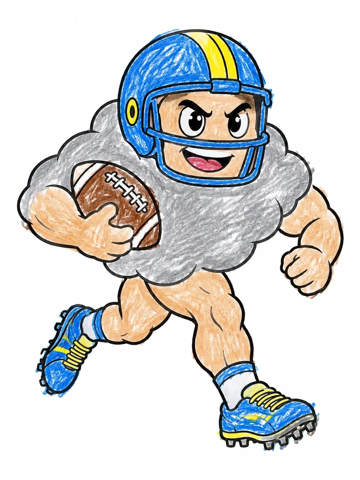 Colored example of the Storm Cloud Football Mascot Running coloring page