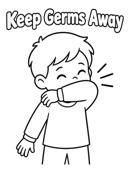 Free printable Child Sneezing Into Elbow Sleeve coloring page