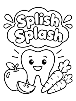 Free printable Happy Tooth With Fresh Snacks coloring page