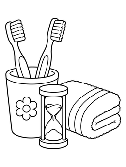 Free printable Toothbrush Cup And Sand Timer coloring page
