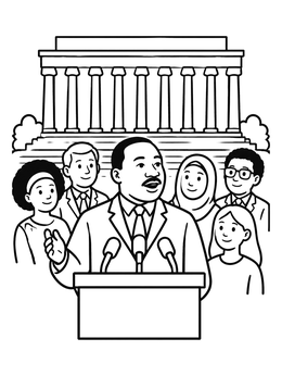 Free printable Martin Luther King Jr Giving Speech coloring page