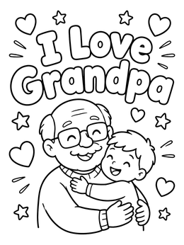 Free printable I Love Grandpa Hug coloring page