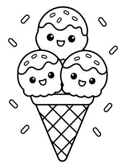 Free printable Cute Smiling Ice Cream Cone coloring page