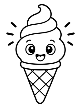 Free printable Cute Smiling Soft Serve Cone coloring page