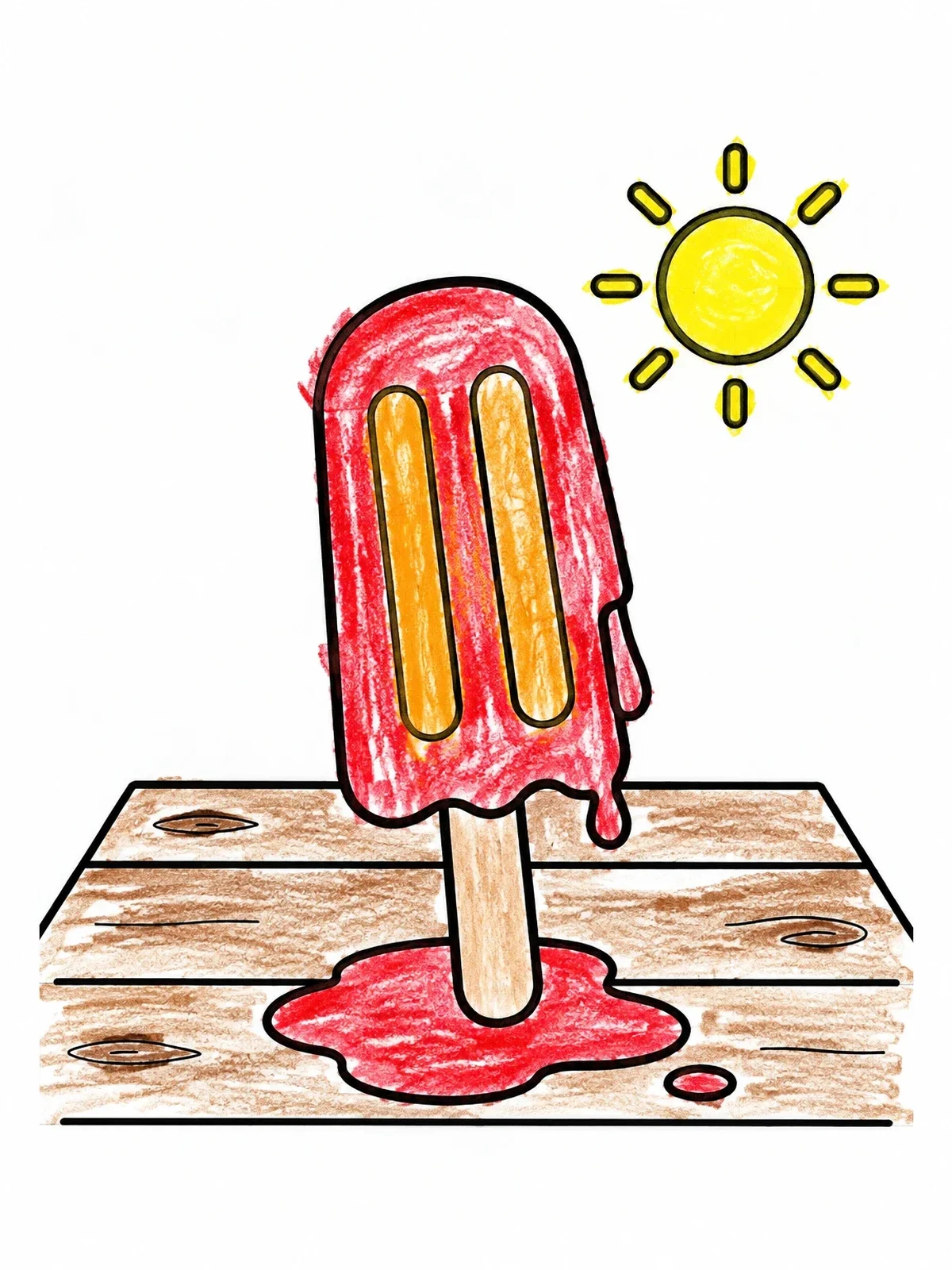 Colored example of the Melting Popsicle In The Summer Sun coloring page