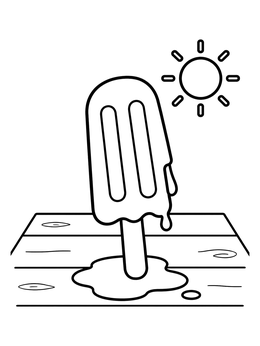 Free printable Melting Popsicle In The Summer Sun coloring page