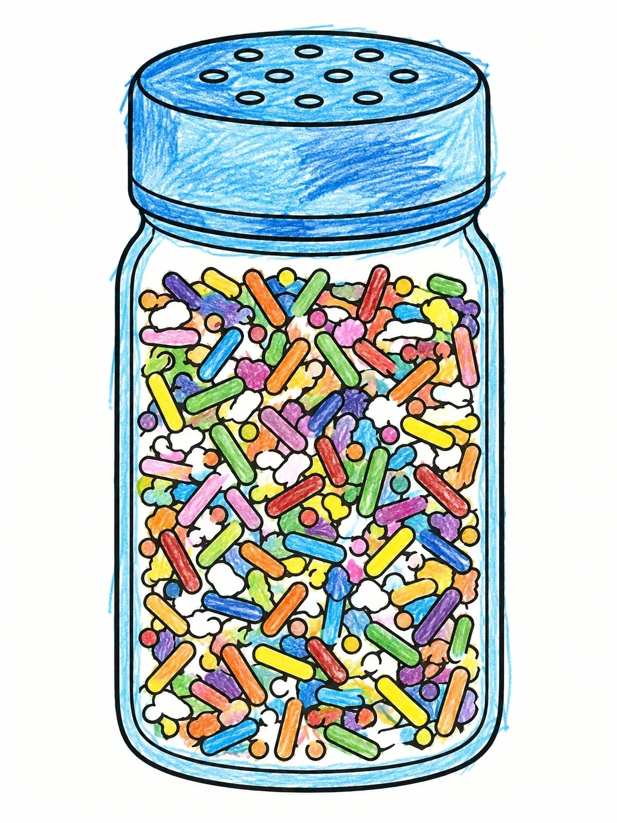 Colored example of the Glass Shaker Jar Full Of Sprinkles coloring page