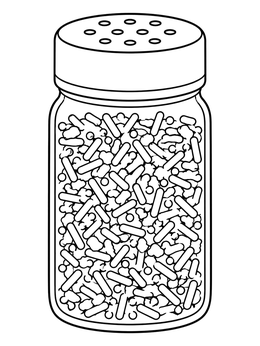 A glass shaker jar packed with sprinkles on this ice cream coloring page.