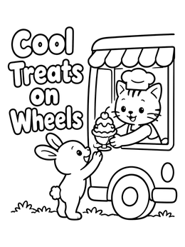Free printable Cat Baker Serving Bunny Sundae coloring page