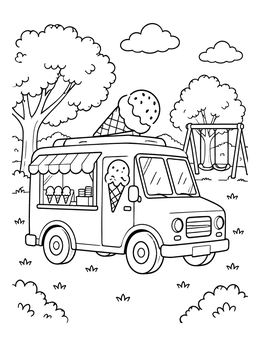 Free printable Ice Cream Truck In The Park coloring page