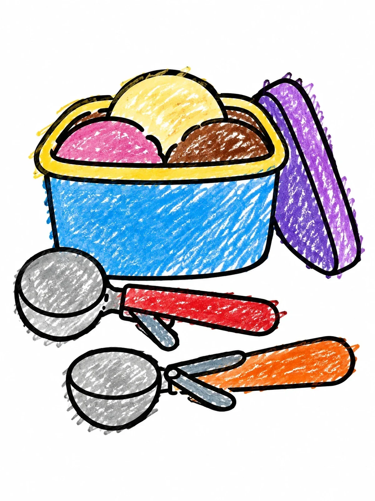 Colored example of the Ice Cream Tub With Two Scoops coloring page