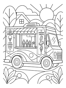 Free printable Neighborhood Ice Cream Truck coloring page