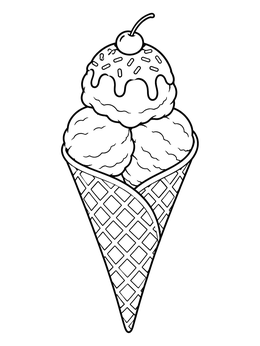 Free printable Ice Cream Waffle Cone Treat coloring page