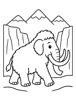 Free printable Cute Woolly Mammoth In Arctic coloring page