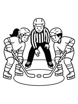 Free printable Ice Hockey Faceoff With Referee coloring page