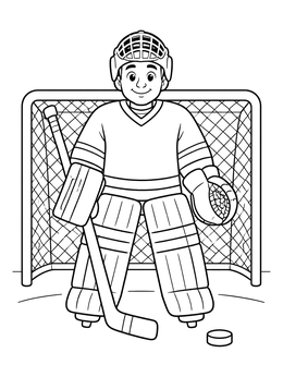 Free printable Ice Hockey Goalie At Net coloring page