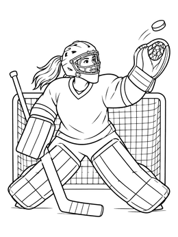 Hockey Goalie Making a Glove Save coloring page