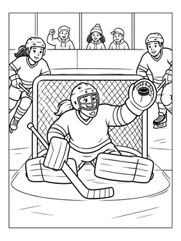 Free printable Goaltender Making A Glove Save coloring page