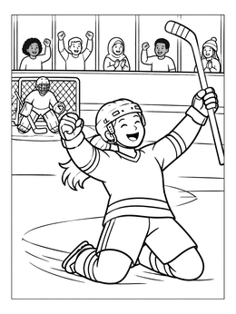 Free printable Hockey Player Celebrating A Goal coloring page