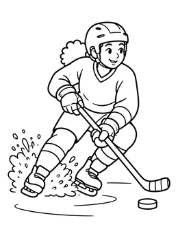 Free printable Hockey Player Sliding To A Stop coloring page