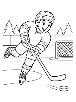 Free printable Ice Hockey Player Taking A Shot coloring page