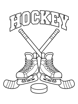 Free printable Ice Hockey Skates And Sticks Emblem coloring page