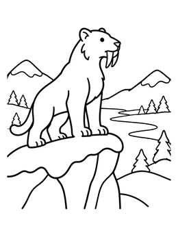 Free printable Saber Toothed Cat On Icy Cliff coloring page