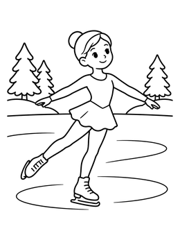 Free printable Graceful Ice Skater On Frozen Lake coloring page
